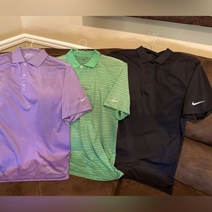Three Nike golf shirts. All size medium.